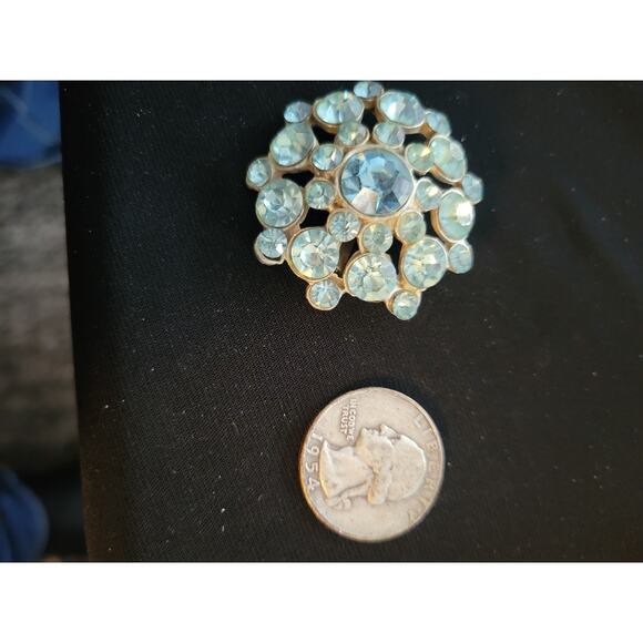Vintage Jewelery Light Blue Rhinestone Pin Brooch - Picture 4 of 5